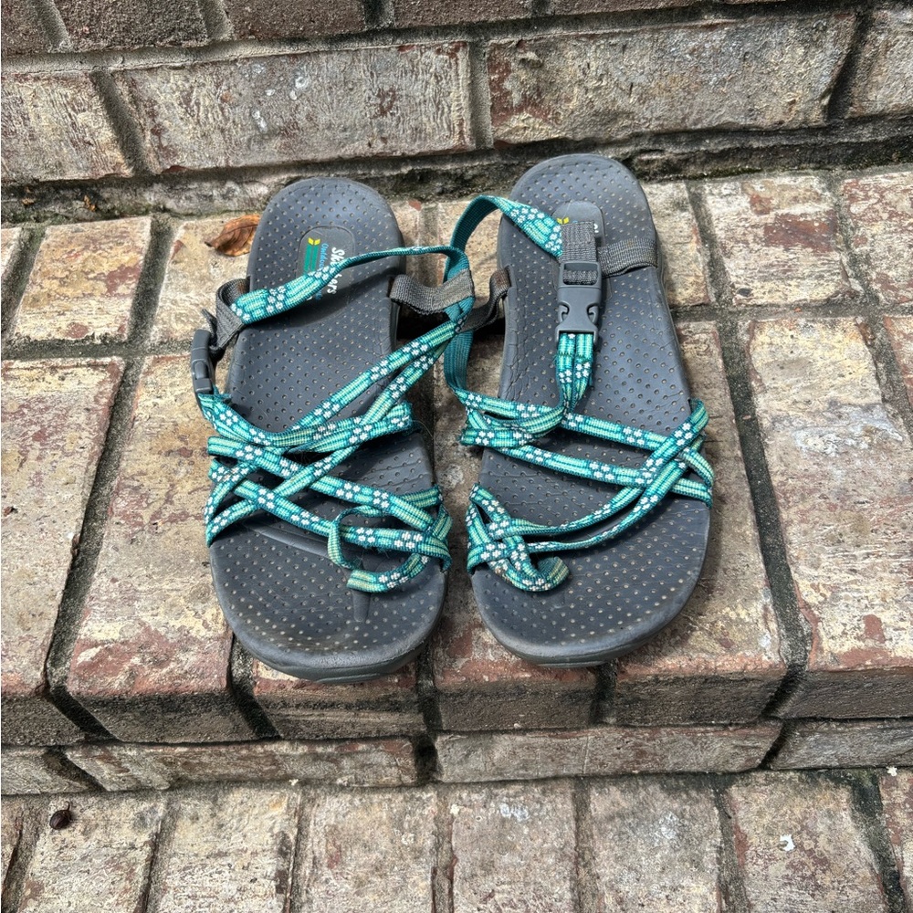 Skechers Black and Teal Strappy Sandals